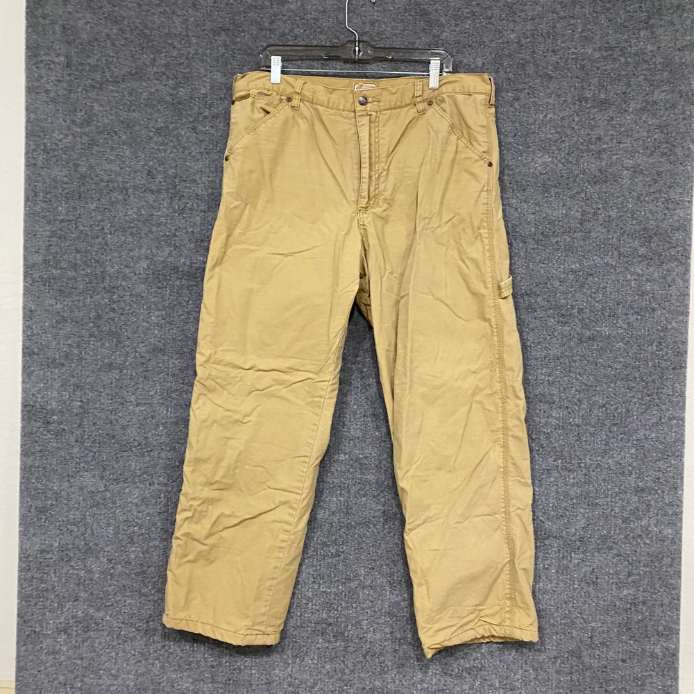 CE Schmidt Workwear Mens 36x32 Tan Fleece Lined Canvas Carpenter Utility Pants
